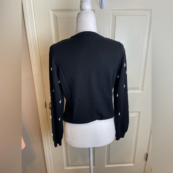 Milly Black Knit sweatshirt with pearl embellished sleeves - Picture 3 of 12